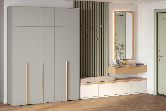 Шкаф распашной Эдинбург - 5 с антресолью Кашемир