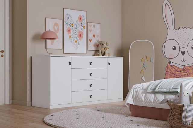 Комод Банни - 3 МДФ Белый