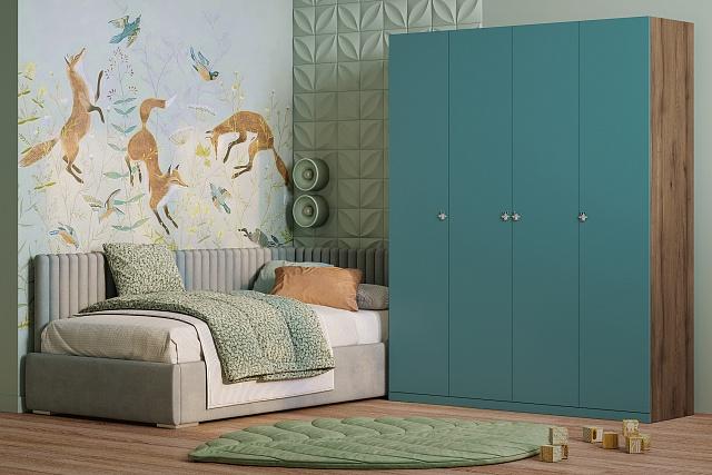 Шкаф распашной Скарабей - 4 МДФ Аквамарин