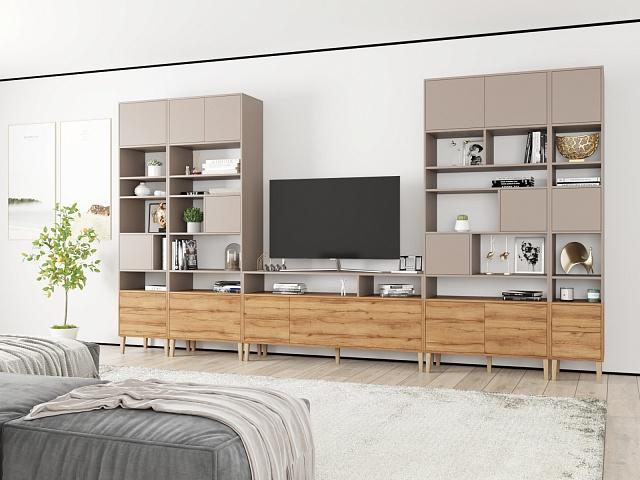 Стенка Скарлет - 2 Кашемир / Дуб Золотистый