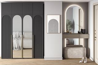 Шкаф распашной Рослин - 4.1 с антресолью Черный