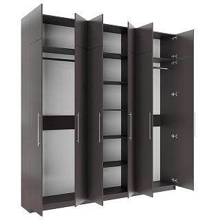 Шкаф распашной Калифорния - 6 с антресолью Графит