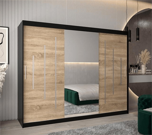 Шкаф-купе Валмиера NEW - 5 Черный / Дуб Сонома