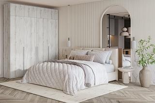 Шкаф распашной Лорена Бест - 4 с антресолью Крафт Белый