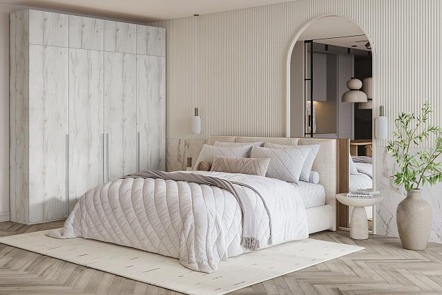 Шкаф распашной Лорена Бест - 4 с антресолью Крафт Белый