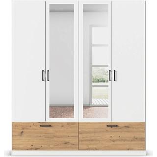 Шкаф распашной Бари - 6 Белый / Дуб Бунратти