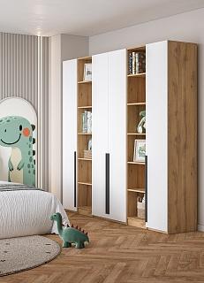 Шкаф распашной Хейсон - 13 Дуб Золотистый / Белый