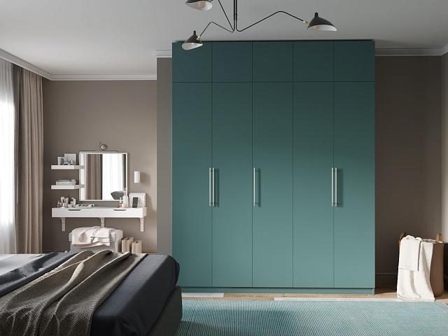 Шкаф распашной Калифорния - 5 с антресолью Сумеречный Голубой