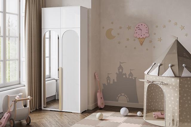 Шкаф распашной Рослин - 2.1 с антресолью Белый