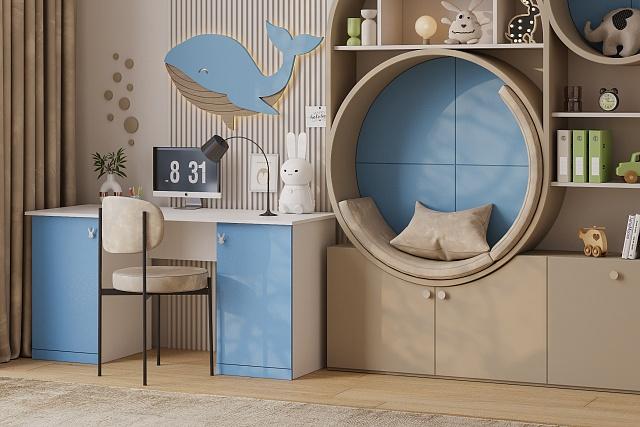 Письменный стол Банни - 4 МДФ Пастельно-Синий