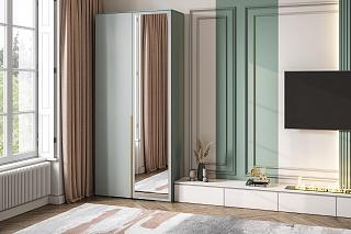 Шкаф распашной Солфорд - 2 с зеркалом Зеленый Айсберг