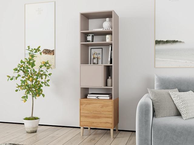 Стеллаж Скарлет - 2 Дуб Золотистый / Кашемир