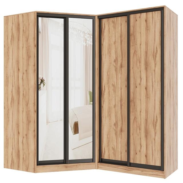 Шкаф-купе угловой Ромео - 3 Крафт Золотой