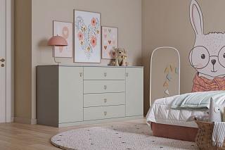 Комод Банни - 3 МДФ Светло-Серый