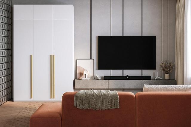 Шкаф распашной Лорена Хит - 3 с антресолью Белый