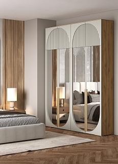 Шкаф распашной Брей - 2.2 с антресолью Дуб Золотистый / Кашемир