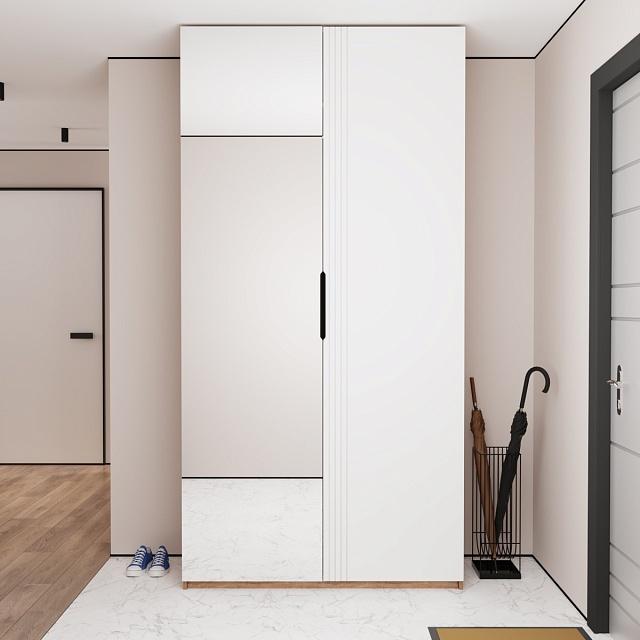 Шкаф распашной Астрис - 3 с зеркалом Белый