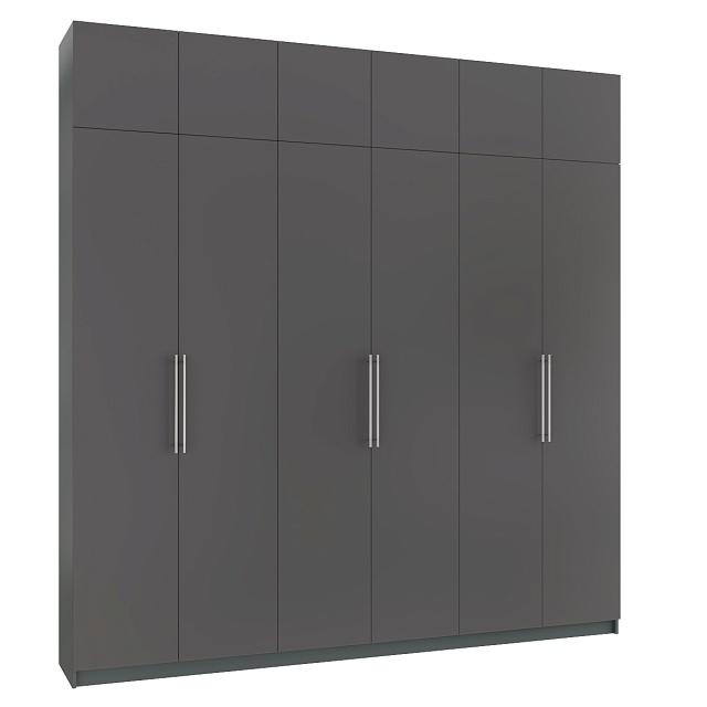 Шкаф распашной Калифорния - 6 с антресолью Графит