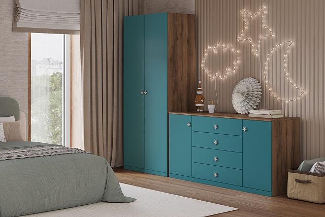 Шкаф распашной Скарабей - 2 МДФ Аквамарин