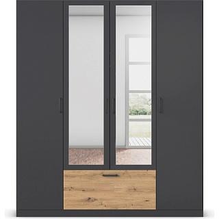 Шкаф распашной Бари - 2 Черный / Дуб Бунратти