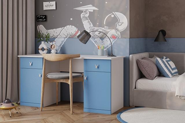 Письменный стол Банни - 6 МДФ Пастельно-Синий