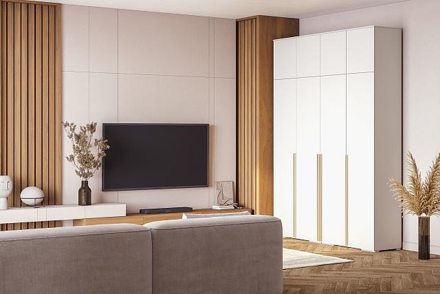 Шкаф распашной Эдинбург - 4 с антресолью Белый