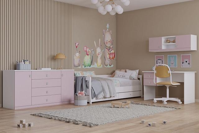 Детская стенка Банни - 9 МДФ Розовый Лайт