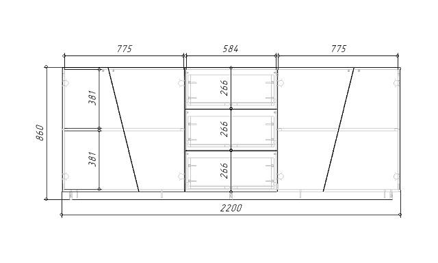Комод Вега (Цесена) Белый - 220 МДФ