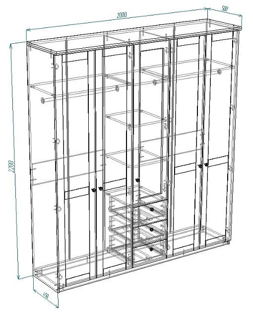 Шкаф распашной София РАХ - 17 МДФ Графит