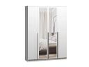 Шкаф распашной Марсель - 4 Белый с зеркалом