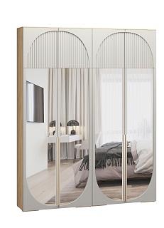 Шкаф распашной Брей - 2.2 с антресолью Дуб Золотистый / Кашемир