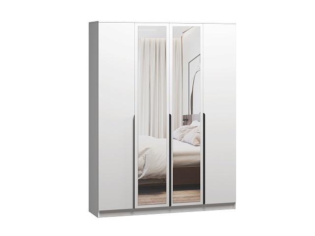 Шкаф распашной Марсель - 4 Белый с зеркалом