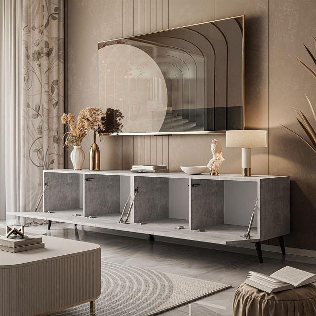 Тумба под ТВ Виго - 1 на ножках Ателье Светлое