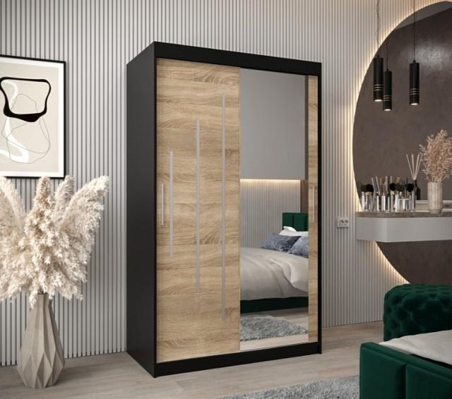 Шкаф-купе Валмиера NEW - 3 Черный / Дуб Сонома