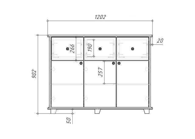 Комод Луиза - 3 МДФ Белый