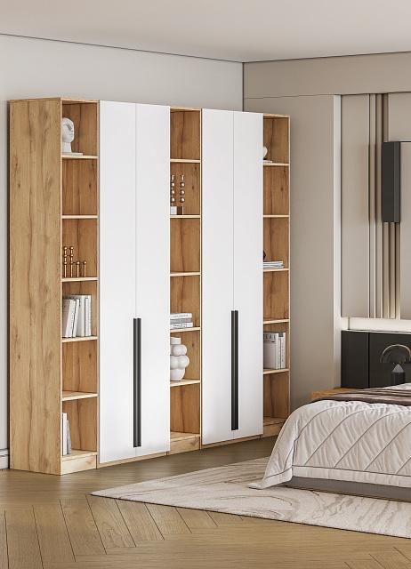 Шкаф распашной Хейсон - 11 Дуб Золотистый / Белый