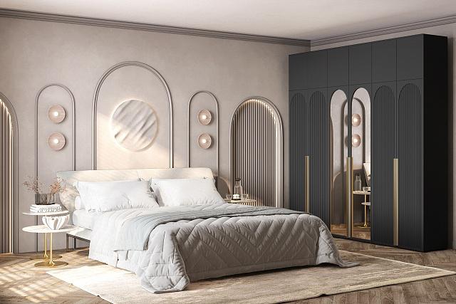 Шкаф распашной Рослин - 6.1 с антресолью Черный