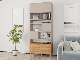 Стеллаж Скарлет - 8 Дуб Золотистый / Кашемир