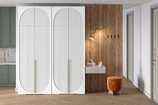 Шкаф распашной Брей - 2 с антресолью Белый