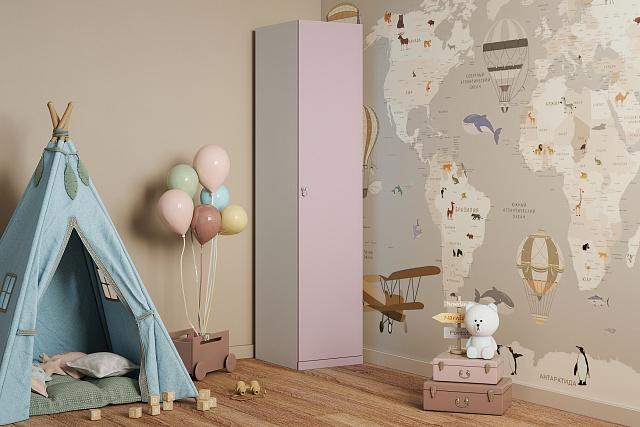 Шкаф распашной Банни - 1 МДФ Розовый Лайт