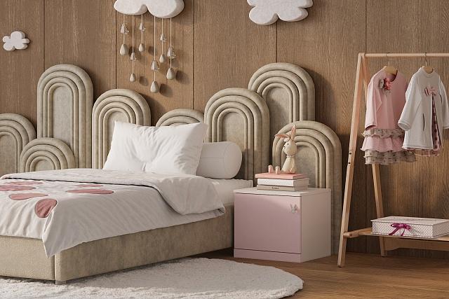 Тумба прикроватная Банни- 1 МДФ Розовый Лайт