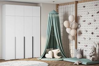 Шкаф распашной Солфорд - 4 с антресолью Белый