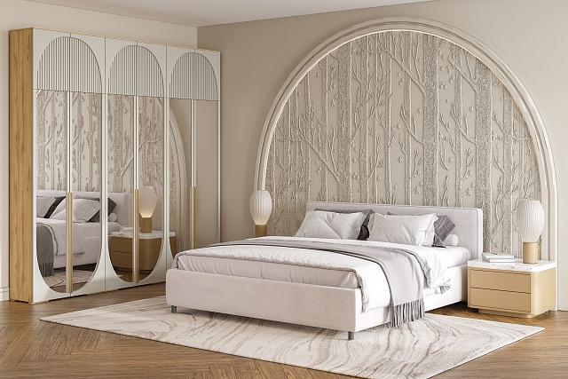 Шкаф распашной Брей - 3.2 с антресолью Дуб Золотистый / Кашемир