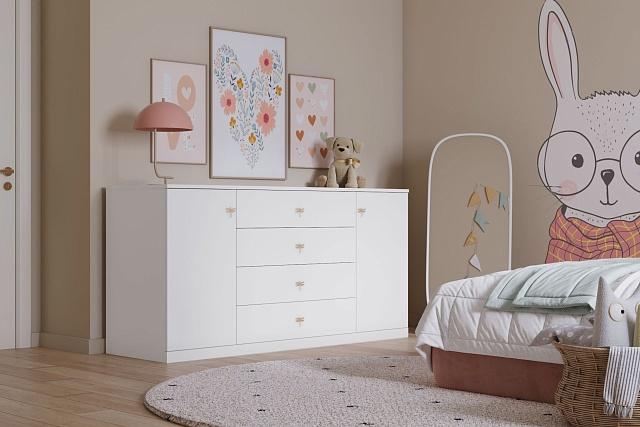 Комод Стрекоза - 3 МДФ Белый