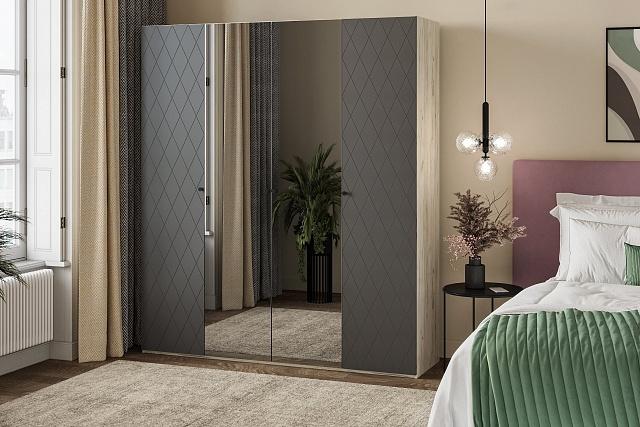 Шкаф распашной Колорадо - 4 с зеркалом МДФ