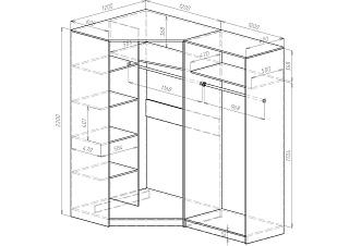 Шкаф-купе угловой Ромео - 3 Крафт Золотой
