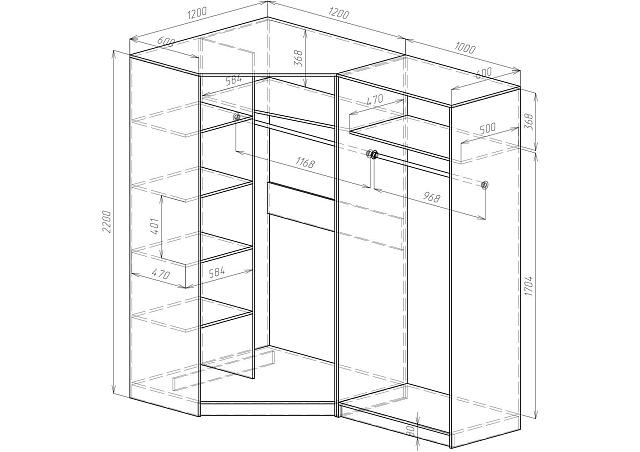 Шкаф-купе угловой Ромео - 3 Крафт Золотой