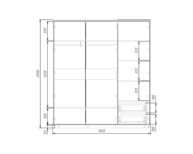 Шкаф распашной Бостон - 3 Черный