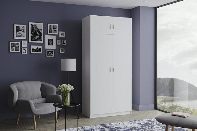 Шкаф распашной Лайт-2 с антресолью Белый