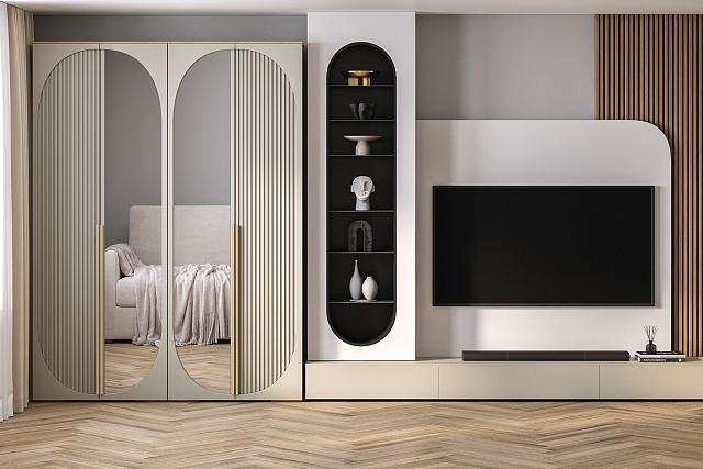 Шкаф распашной Брей - 2.1 Дуб Золотистый / Кашемир